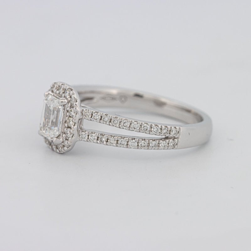 0.50 CT Emerald Cut Halo Solitaire with Split Band - ZIZOV DIAMONDS