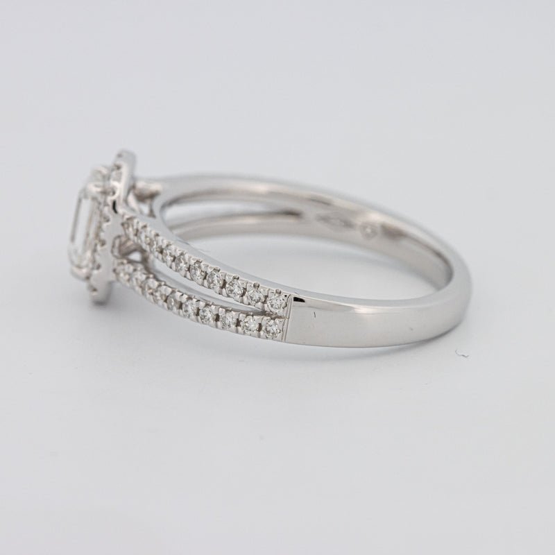 0.50 CT Emerald Cut Halo Solitaire with Split Band - ZIZOV DIAMONDS