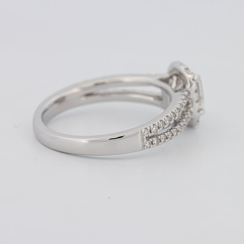 0.50 CT Emerald Cut Halo Solitaire with Split Band - ZIZOV DIAMONDS