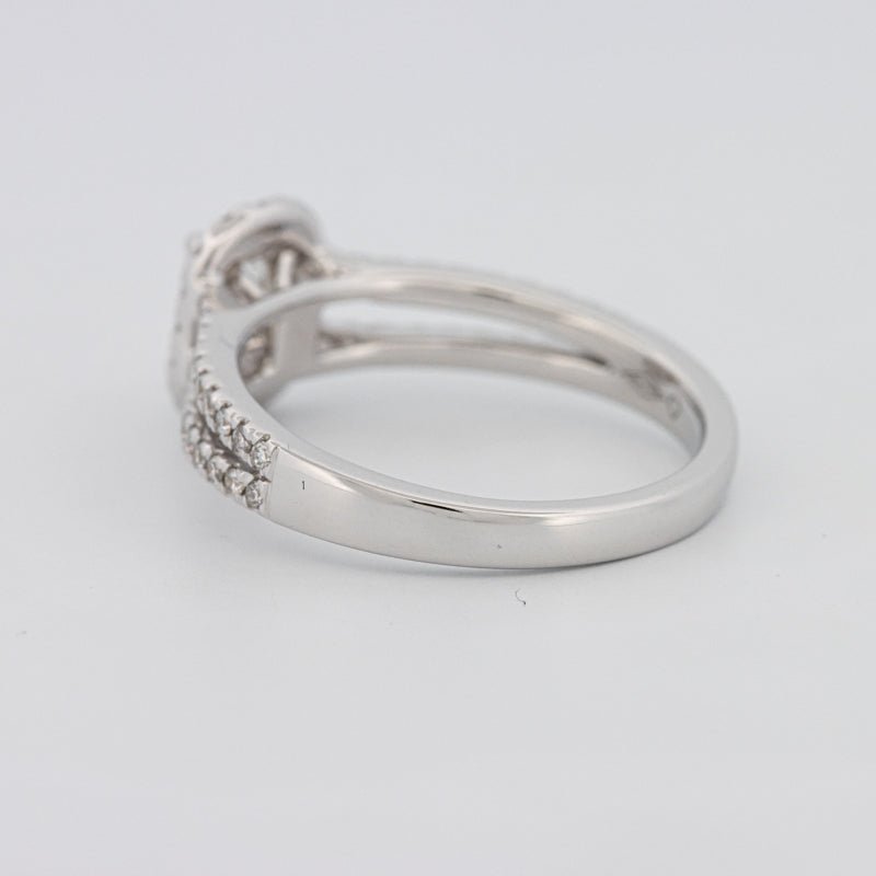 0.50 CT Emerald Cut Halo Solitaire with Split Band - ZIZOV DIAMONDS