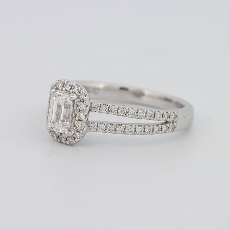 0.50 CT Emerald Cut Halo Solitaire with Split Band - ZIZOV DIAMONDS