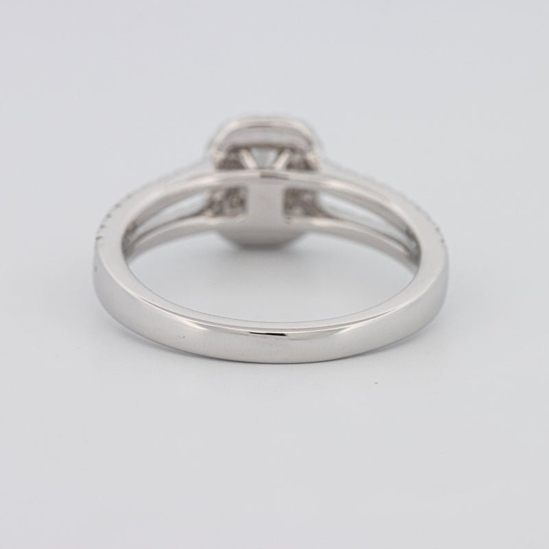 0.50 CT Emerald Cut Halo Solitaire with Split Band - ZIZOV DIAMONDS