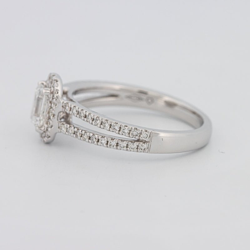 0.50 CT Emerald Cut Halo Solitaire with Split Band - ZIZOV DIAMONDS