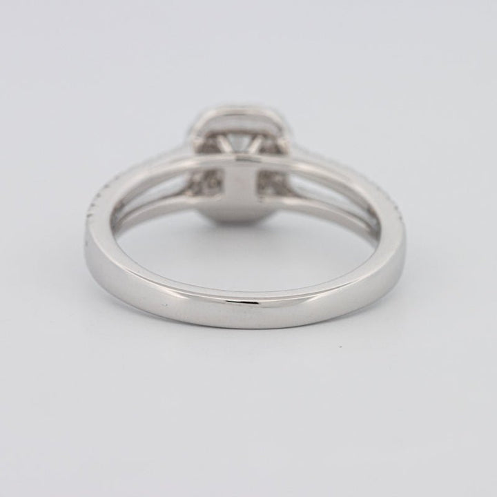 0.50 CT Emerald Cut Halo Solitaire with Split Band - ZIZOV DIAMONDS