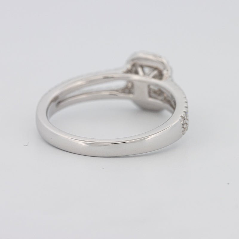 0.50 CT Emerald Cut Halo Solitaire with Split Band - ZIZOV DIAMONDS