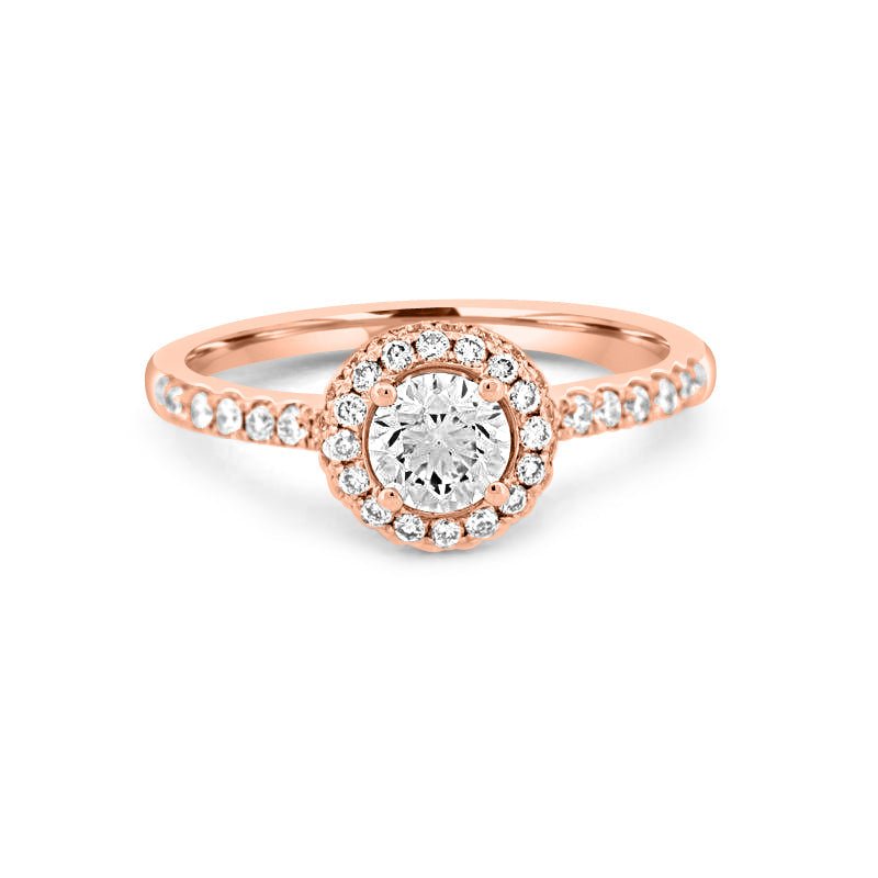 0.50 CT Round Halo Solitaire Pavé Ring - ZIZOV DIAMONDS