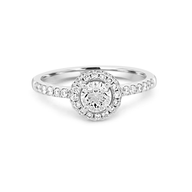 0.50 CT Round Halo Solitaire Pavé Ring - ZIZOV DIAMONDS