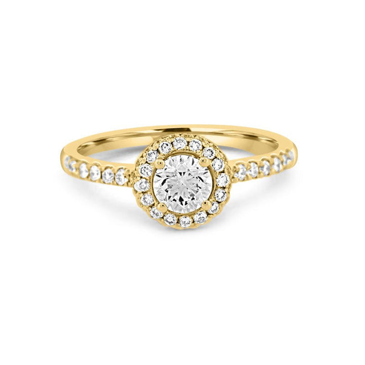 0.50 CT Round Halo Solitaire Pavé Ring - ZIZOV DIAMONDS