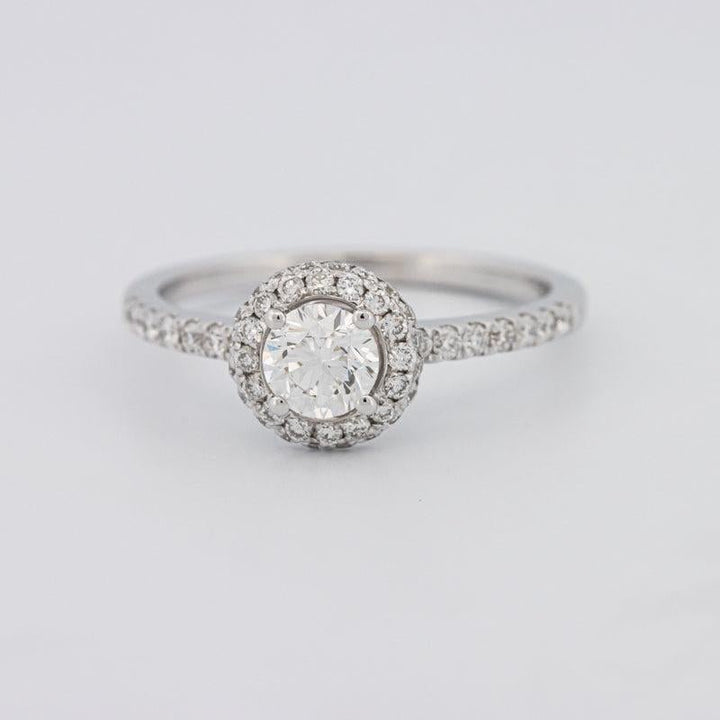0.50 CT Round Halo Solitaire Pavé Ring - ZIZOV DIAMONDS