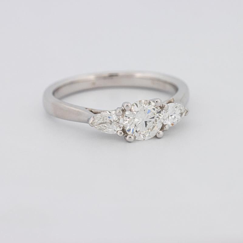 0.55 CT Round Cut Solitaire Ring with Pear - shapes on the sides - ZIZOV DIAMONDS