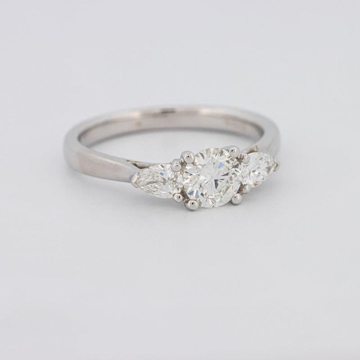 0.55 CT Round Cut Solitaire Ring with Pear - shapes on the sides - ZIZOV DIAMONDS