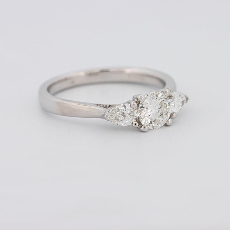0.55 CT Round Cut Solitaire Ring with Pear - shapes on the sides - ZIZOV DIAMONDS