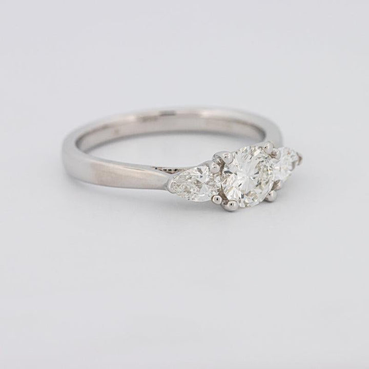0.55 CT Round Cut Solitaire Ring with Pear - shapes on the sides - ZIZOV DIAMONDS