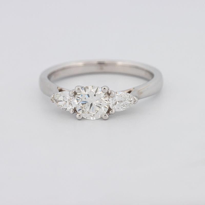 0.55 CT Round Cut Solitaire Ring with Pear - shapes on the sides - ZIZOV DIAMONDS