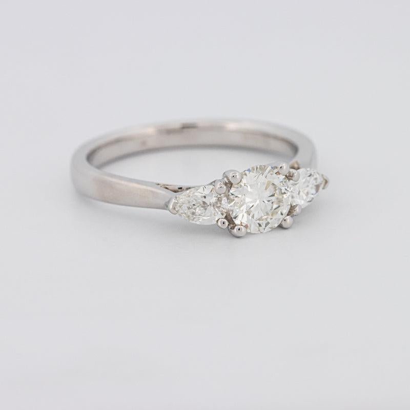 0.55 CT Round Cut Solitaire Ring with Pear - shapes on the sides - ZIZOV DIAMONDS
