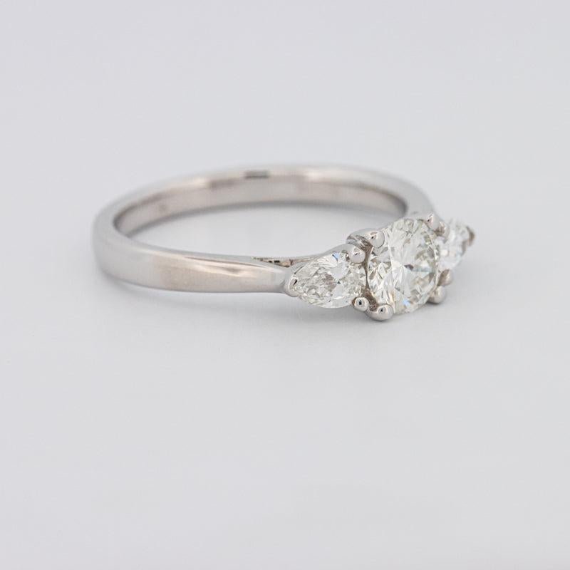 0.55 CT Round Cut Solitaire Ring with Pear - shapes on the sides - ZIZOV DIAMONDS