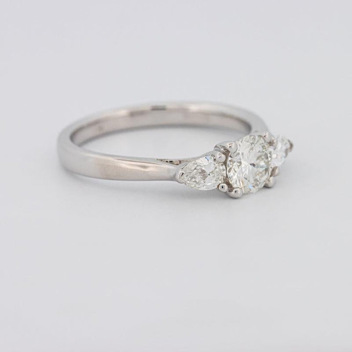 0.55 CT Round Cut Solitaire Ring with Pear - shapes on the sides - ZIZOV DIAMONDS