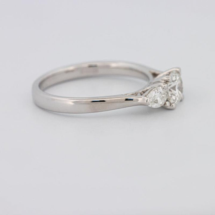 0.55 CT Round Cut Solitaire Ring with Pear - shapes on the sides - ZIZOV DIAMONDS