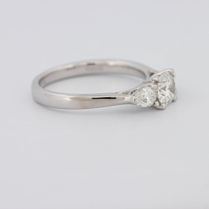 0.55 CT Round Cut Solitaire Ring with Pear - shapes on the sides - ZIZOV DIAMONDS