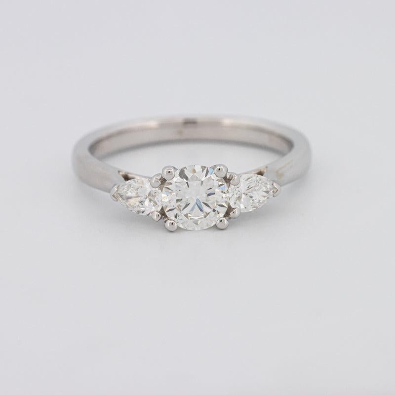 0.55 CT Round Cut Solitaire Ring with Pear - shapes on the sides - ZIZOV DIAMONDS