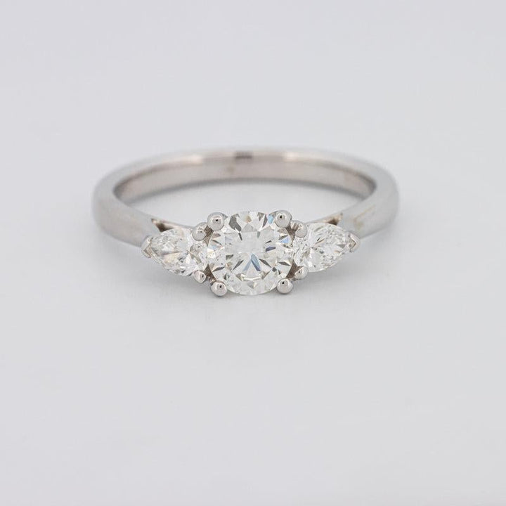 0.55 CT Round Cut Solitaire Ring with Pear - shapes on the sides - ZIZOV DIAMONDS