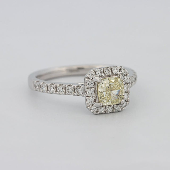 0.60 CT Fancy Light Yellow Cushion Halo Solitaire - ZIZOV DIAMONDS