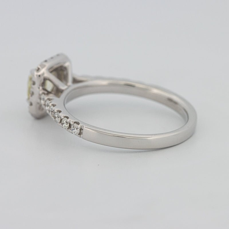 0.60 CT Fancy Light Yellow Cushion Halo Solitaire - ZIZOV DIAMONDS