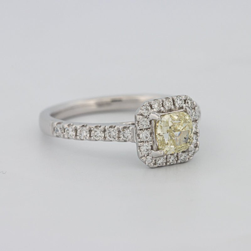 0.60 CT Fancy Light Yellow Cushion Halo Solitaire - ZIZOV DIAMONDS