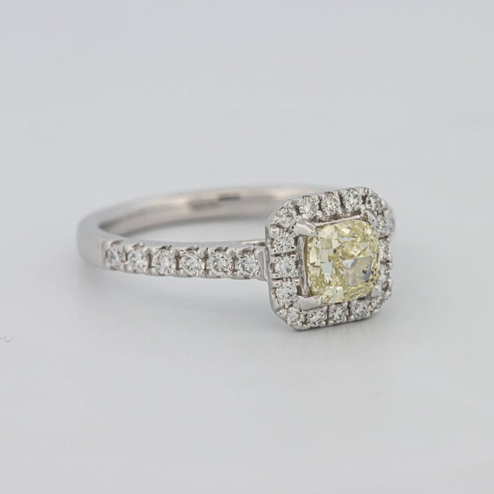 0.60 CT Fancy Light Yellow Cushion Halo Solitaire - ZIZOV DIAMONDS
