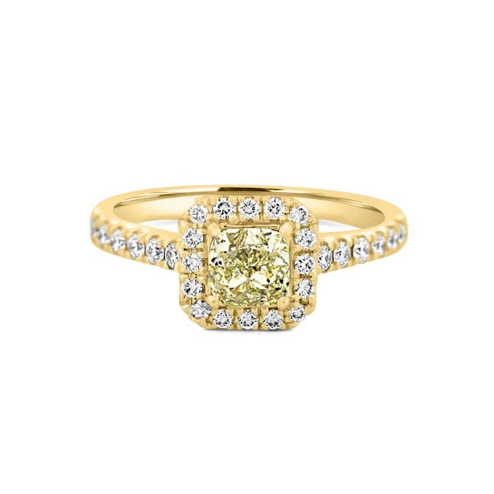 0.60 CT Fancy Light Yellow Cushion Halo Solitaire - ZIZOV DIAMONDS