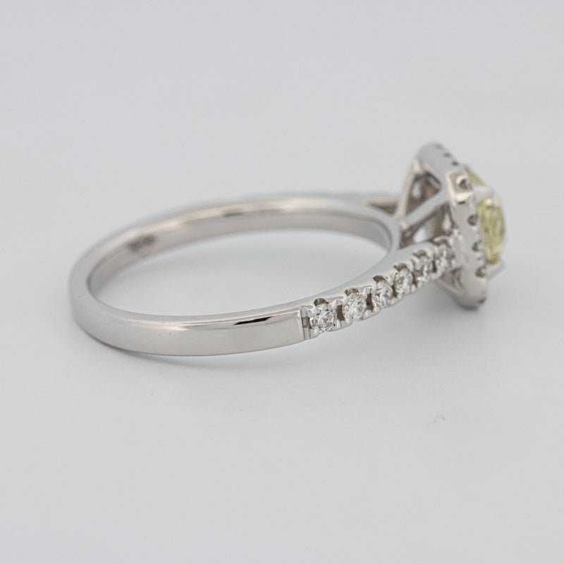 0.60 CT Fancy Light Yellow Cushion Halo Solitaire - ZIZOV DIAMONDS
