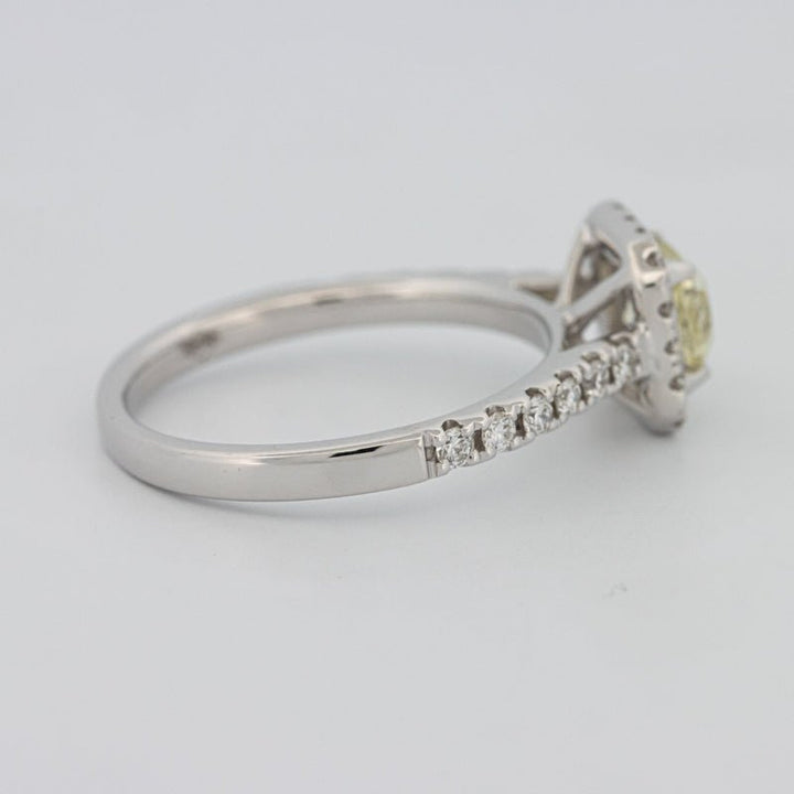 0.60 CT Fancy Light Yellow Cushion Halo Solitaire - ZIZOV DIAMONDS