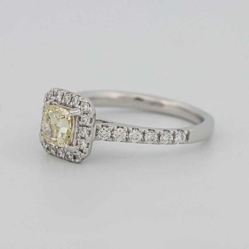 0.60 CT Fancy Light Yellow Cushion Halo Solitaire - ZIZOV DIAMONDS
