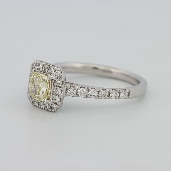 0.60 CT Fancy Light Yellow Cushion Halo Solitaire - ZIZOV DIAMONDS