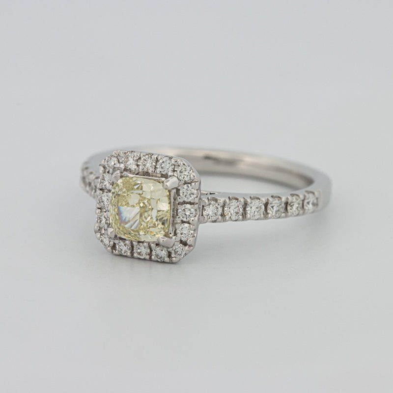 0.60 CT Fancy Light Yellow Cushion Halo Solitaire - ZIZOV DIAMONDS