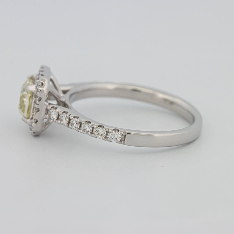 0.60 CT Fancy Light Yellow Cushion Halo Solitaire - ZIZOV DIAMONDS