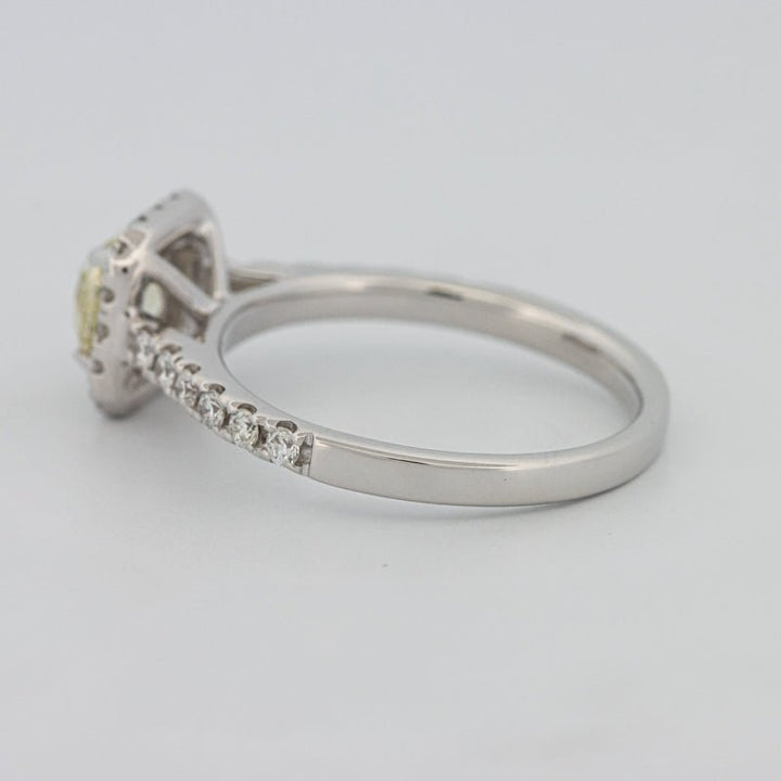 0.60 CT Fancy Light Yellow Cushion Halo Solitaire - ZIZOV DIAMONDS