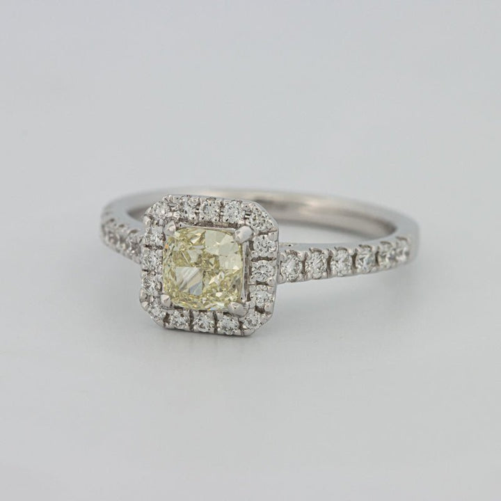 0.60 CT Fancy Light Yellow Cushion Halo Solitaire - ZIZOV DIAMONDS