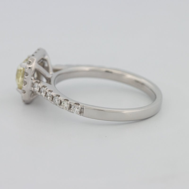 0.60 CT Fancy Light Yellow Cushion Halo Solitaire - ZIZOV DIAMONDS