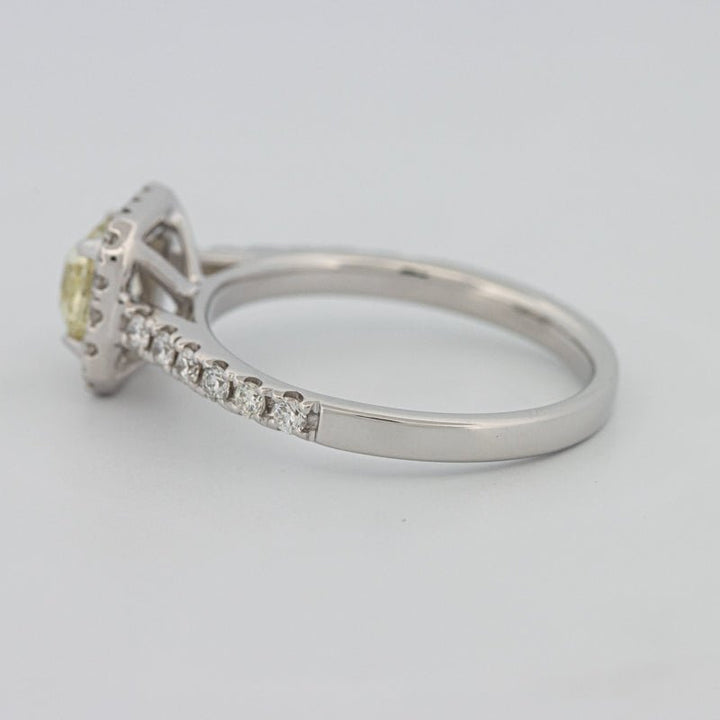 0.60 CT Fancy Light Yellow Cushion Halo Solitaire - ZIZOV DIAMONDS