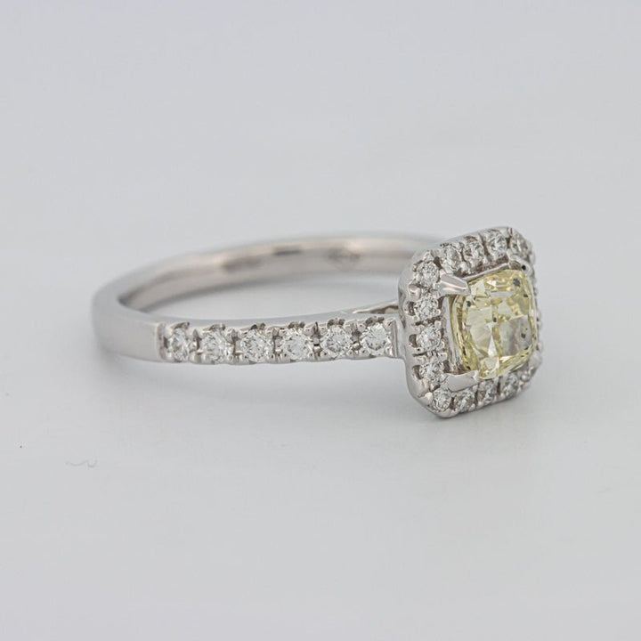 0.60 CT Fancy Light Yellow Cushion Halo Solitaire - ZIZOV DIAMONDS