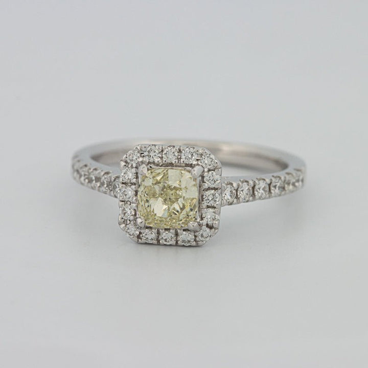 0.60 CT Fancy Light Yellow Cushion Halo Solitaire - ZIZOV DIAMONDS