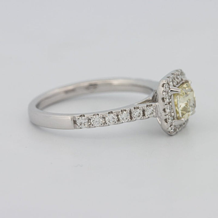 0.60 CT Fancy Light Yellow Cushion Halo Solitaire - ZIZOV DIAMONDS