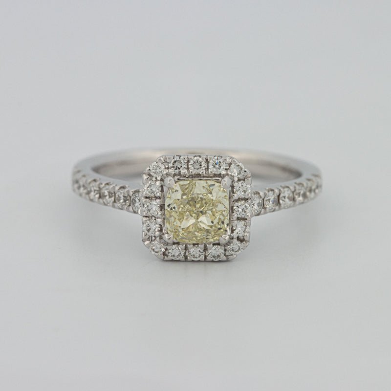 0.60 CT Fancy Light Yellow Cushion Halo Solitaire - ZIZOV DIAMONDS