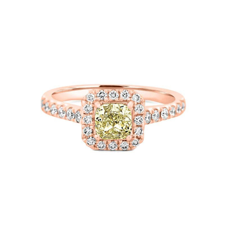 0.60 CT Fancy Light Yellow Cushion Halo Solitaire - ZIZOV DIAMONDS