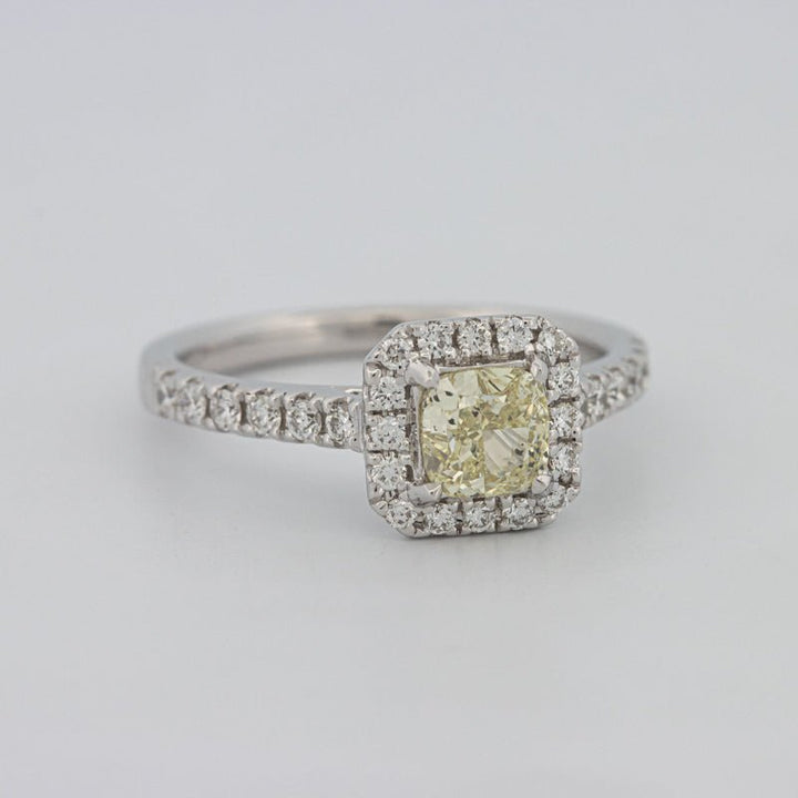 0.60 CT Fancy Light Yellow Cushion Halo Solitaire - ZIZOV DIAMONDS