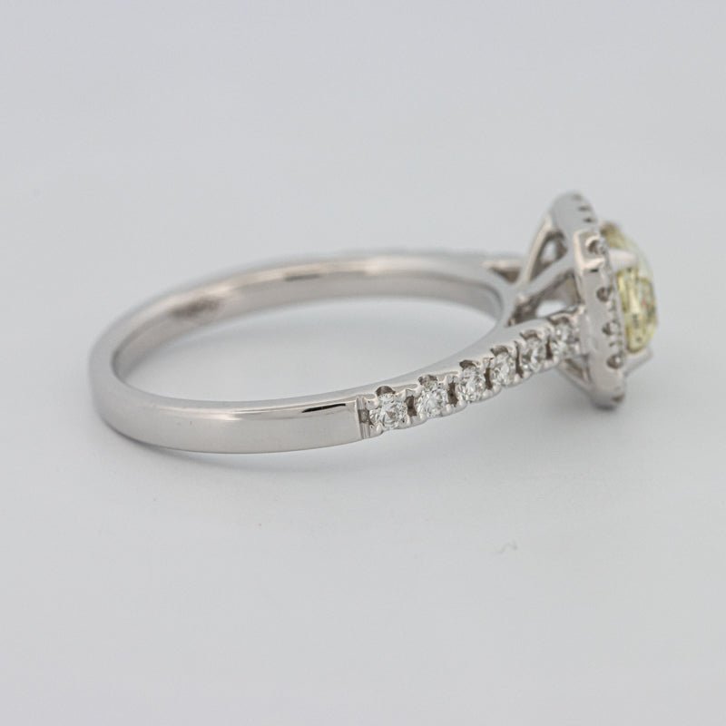 0.60 CT Fancy Light Yellow Cushion Halo Solitaire - ZIZOV DIAMONDS