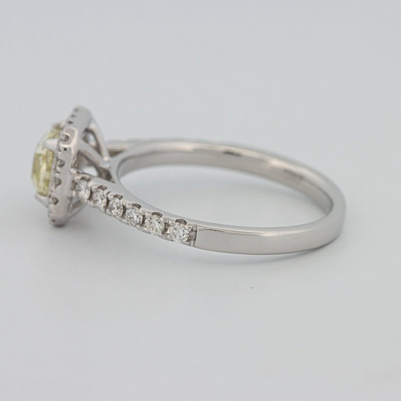 0.60 CT Fancy Light Yellow Cushion Halo Solitaire - ZIZOV DIAMONDS