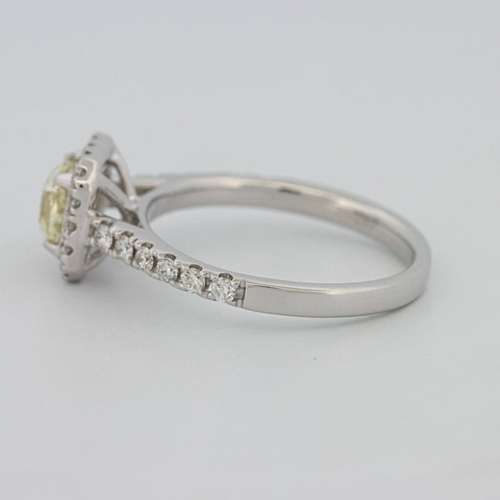 0.60 CT Fancy Light Yellow Cushion Halo Solitaire - ZIZOV DIAMONDS