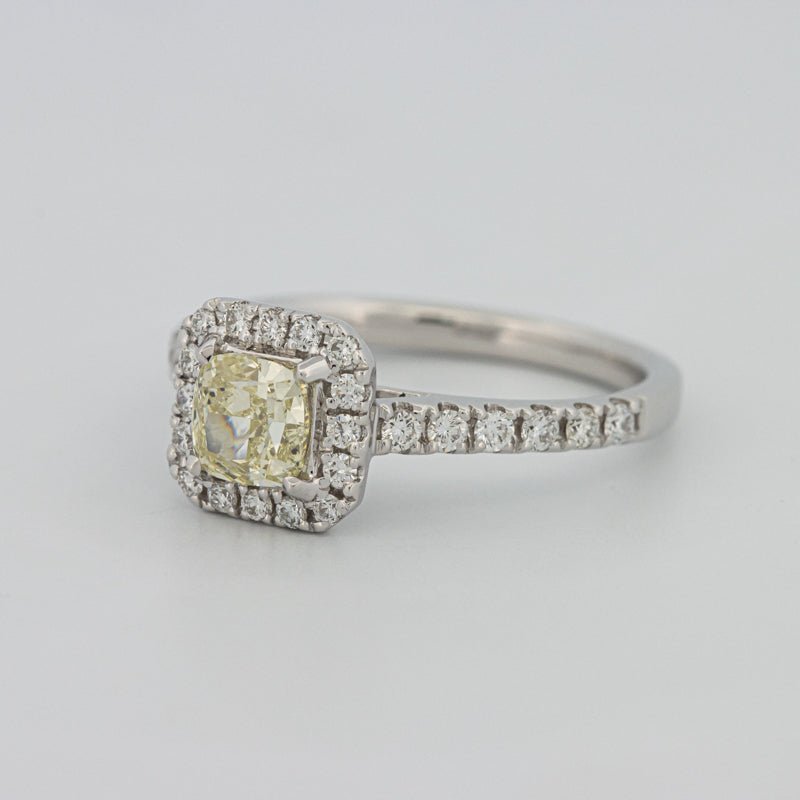 0.60 CT Fancy Light Yellow Cushion Halo Solitaire - ZIZOV DIAMONDS